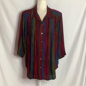 Vintage 90’s CM Shapes Multicolor Striped Button Down Shirt Size 1X